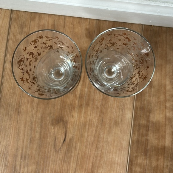 Vintage KAHLUA 1960s Mid-Century Modern Gold Confetti Motif Cocktail Glasses (2) - Picture 2 of 5